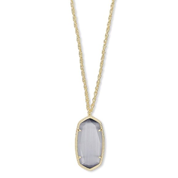 New Kendra Scott Gold Tone Rae Necklace in Slate Cats Eye NWT - Picture 1 of 6